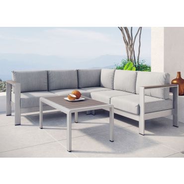 Omnia Grey Outdoor Sectional Sofa With Table