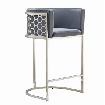Opal Grey Velvet Bar Height Chair