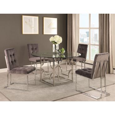 Orchid Modern Round Glass Dining Table Set