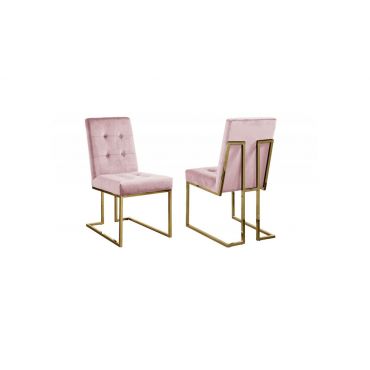 Orchid Pink Velvet Dining Chair Gold Frame