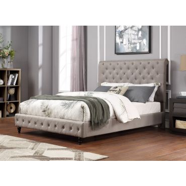 Orsen Grey Linen Upholstered Bed