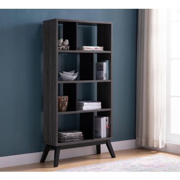 Oslo Rustic Grey Mid-Century Modern Bookcase