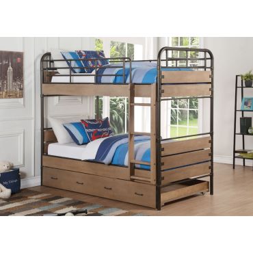 Owen Industrial Style Bunkbed With Trundle