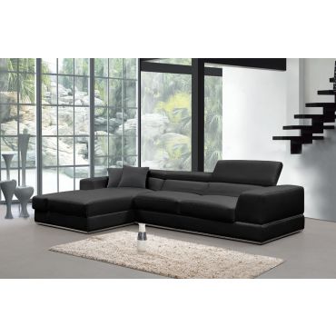 Oxana Black Italian Leather Sectional