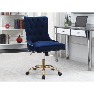 Paisley Navy Blue Velvet Office Chair