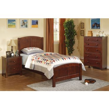 Paskal Youth Wooden Bed Walnut Finish
