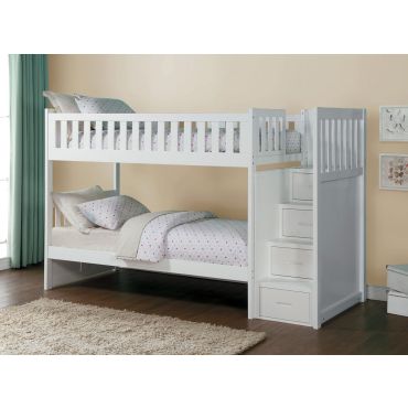 Pattin White Bunkbed With Stair Case