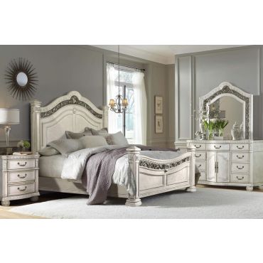 Perseus Victorian Style Bed White Wash