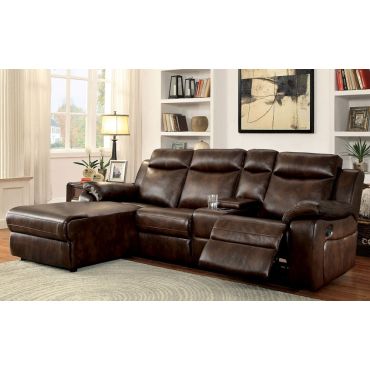Phantom Brown Leather Recliner Sectional
