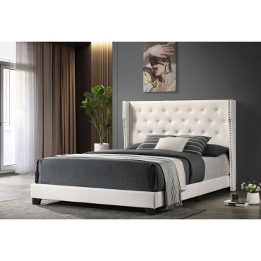 Pietro Platform Bed White Leather