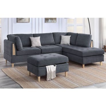 Plaza Charcoal Chenille Sectional Set