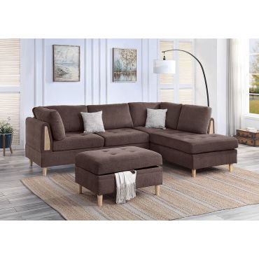 Plaza Chocolate Sectional With Ottoman