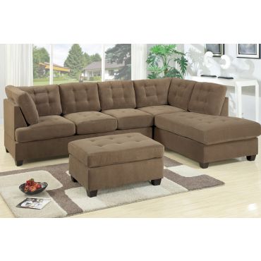 Salma Sectional Sofa Waffle Suede