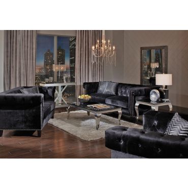 Praten Black Velvet Sofa Collection