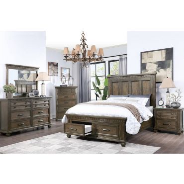 Premly Rustic Brown Finish Storage Bed