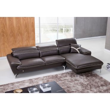Prescot Brown Leather Modern Sectional