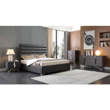 Prince Grey Leather Bedroom Set