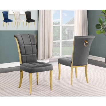 Proctor Grey Velvet Dining Chairs With Gold Trim