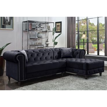 Quenti Grey Velvet Chesterfield Sectional
