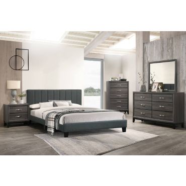 Quincy Charcoal Linen Platform Bed