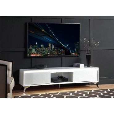 Rada White Lacquer TV Stand With LED Light