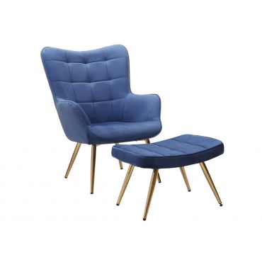 Rana Blue Velvet Accent Chair Set