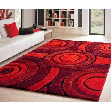 Red Living Shag Modern Rug