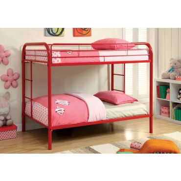 Red Metal Twin Over Twin Bunk Bed