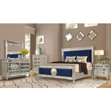 Regent Silver Finish Mirrored Bed