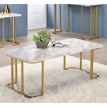 Reid White Faux Marble Coffee Table