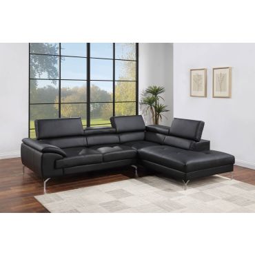 Renata Black Leather Sectional