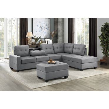 Renton Grey Microfiber Sectional Sofa