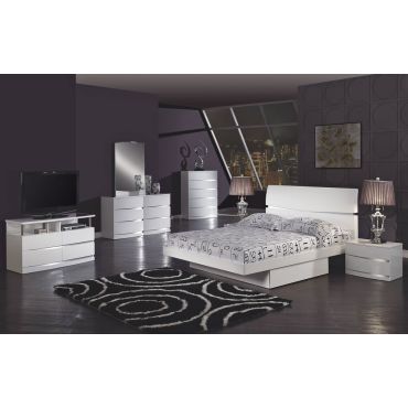Renzo White Glossy Modern Storage Bed