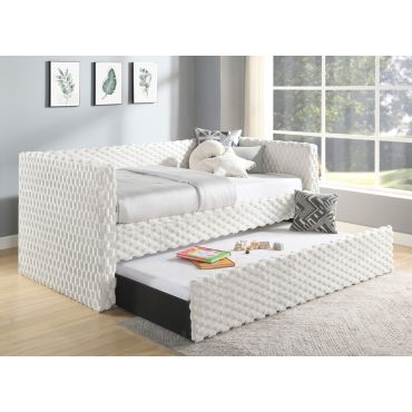 Reuben White Boucle Daybed With Trundle