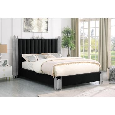 Rexburg Black Velvet bed With Chrome Frame