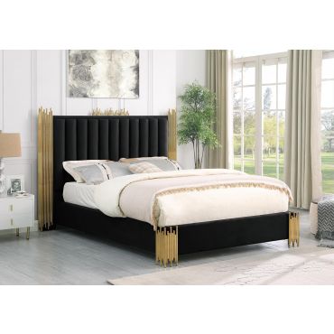 Rexburg Black Velvet Modern Bed