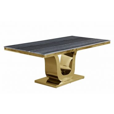 Reyna Marble Top Dining Table Gold Base