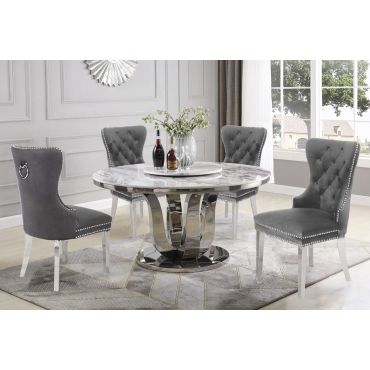 Reyna Round Marble Top Dining Table