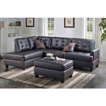 Reynold 3 Piece Sectional Set Espresso Leather