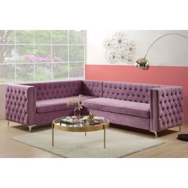 Reynor Tufted Purple Velvet Sectional