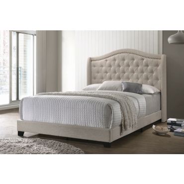 Rialta Beige Linen Fabric Bed