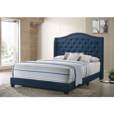 Rialta Blue Linen Upholstered Bed