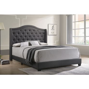 Rialta Bed Gray Linen Upholstered