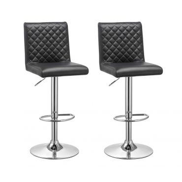 Riga Black Leather Barstools