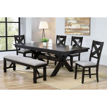 Ripton Black Finish Dining Table Set