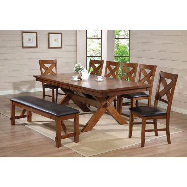 Ripton Walnut Finish Dining Table Set