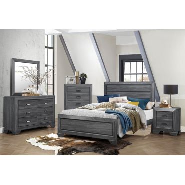 Rollan Rustic Grey Modern Bed