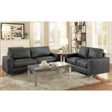 Rosario Grey Leather Sofa Set