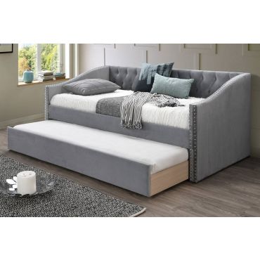 Rossburg Grey Velvet Daybed With Trundle