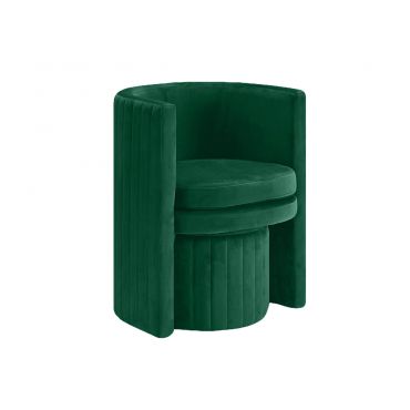 Roven Green Velvet Accent Chair With Ottoman